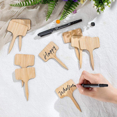T-Type Bamboo Plant Labels Eco-Friendly Wooden Plant Sign Tags