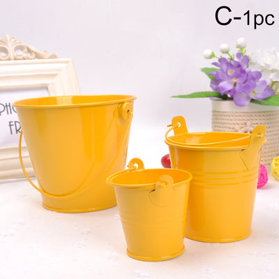 Iron Flower Bucket Pot Barrel Balcony Pots Planters Decorative Flower Pot