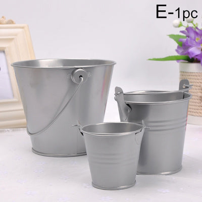 Iron Flower Bucket Pot Barrel Balcony Pots Planters Decorative Flower Pot