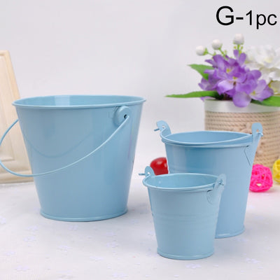 Iron Flower Bucket Pot Barrel Balcony Pots Planters Decorative Flower Pot