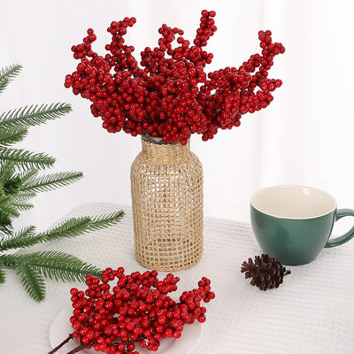 Artificial Red Berry Flowers Christmas Decoration