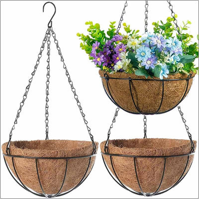 Metal Hanging Basket For Plants Flower Garden Pot Planters 8/10 Inch Round Wire Plant Holder