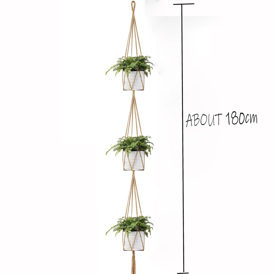 Linen macrame plant hanger Macrame pot hanger