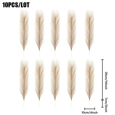 Artificial Pampas Flowers 10pcs Boho Home Decor Bouquet Fake Pampas Grass