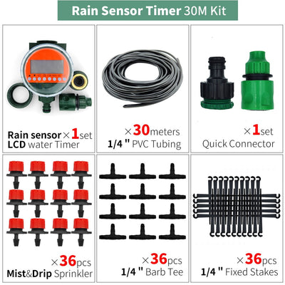 Drip Irrigation System Automatic Watering Garden Hose Micro Drip Watering Kits with Adjustable Drippers 5m-50m