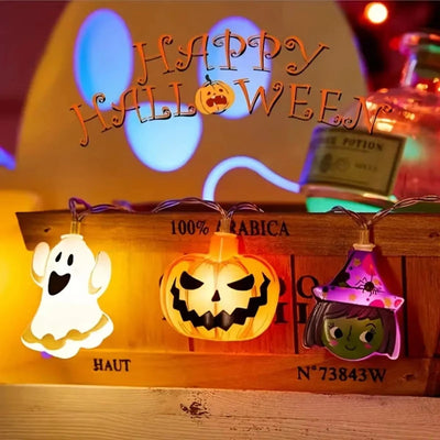 Halloween Party LED String Lights Pumpkin Ghost Spider Web Hanging Lamp For Halloween Home Indoor Outdoor Decoration Props 2024