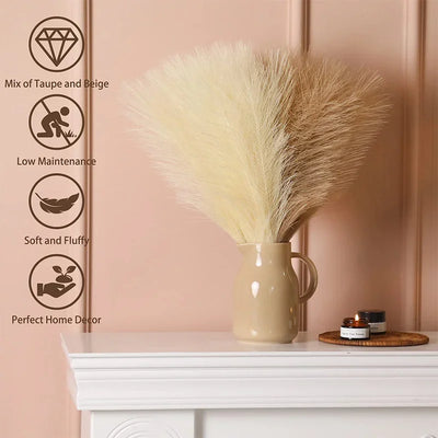 Artificial Pampas Flowers 10pcs Boho Home Decor Bouquet Fake Pampas Grass