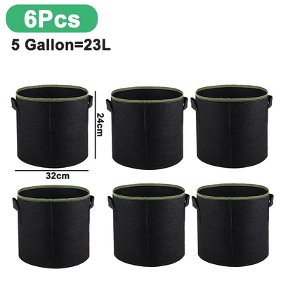 1-10 Gallon Grow Bags Felt Plant Grow Pot Potato Tomato Planting Bag Garden Vegetables Plant Bags Fabric Flower Pots