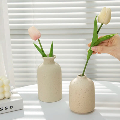 Ceramic Flower Vase Retro Table Decorative Vase Dried Flower Arrangement Pot Home Wedding Gifts Aesthetic Vase Desktop Ornament