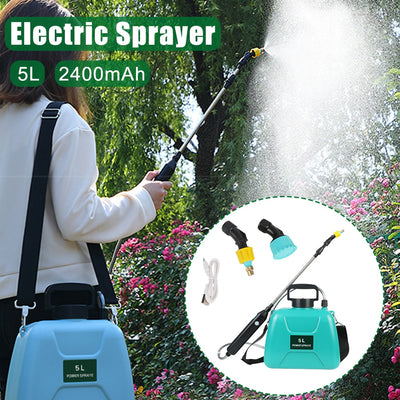 Electric Water Sprayer 5L Garden Plant Mister USB Rechargeable Irrigation Tool Watering Can With Spray Gun