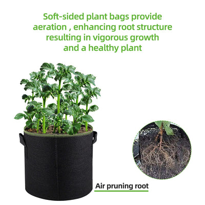 1-10 Gallon Grow Bags Felt Plant Grow Pot Potato Tomato Planting Bag Garden Vegetables Plant Bags Fabric Flower Pots