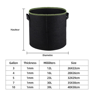 1-10 Gallon Grow Bags Felt Plant Grow Pot Potato Tomato Planting Bag Garden Vegetables Plant Bags Fabric Flower Pots