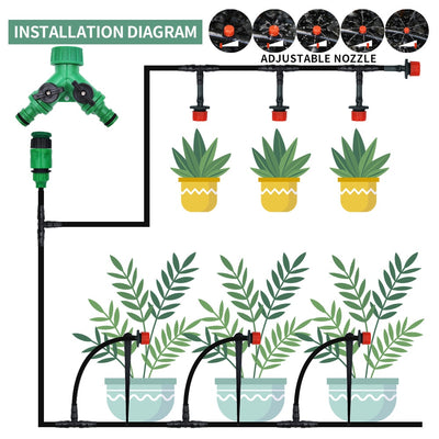 Drip Irrigation System Automatic Watering Garden Hose Micro Drip Watering Kits with Adjustable Drippers 5m-50m