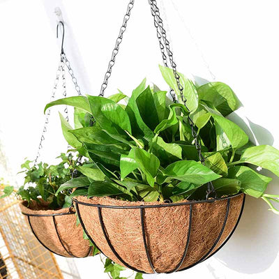 Metal Hanging Basket For Plants Flower Garden Pot Planters 8/10 Inch Round Wire Plant Holder