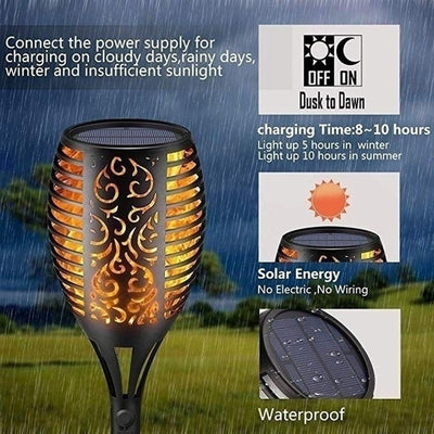 Solar Flame Torch Light Flickering Light Waterproof Garden Decoration Outdoor Lawn Path Yard Patio Floor Lamp