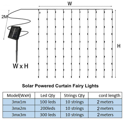 String Lights 3M 300LED Waterproof Outdoor Garland Solar Power Lamp