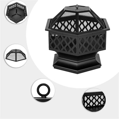 Portable Outdoor Fire pit Round Lattice Fireplace