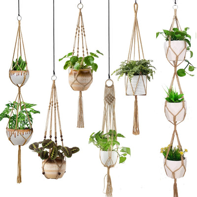 Linen macrame plant hanger Macrame pot hanger