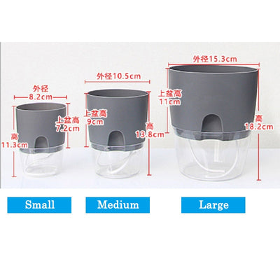 Transparent Double Layer Plastic Flower Pot Self Watering