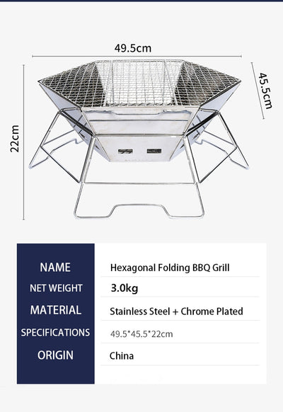 Folding Portable Fire Pit Stainless Steel Wood Burner